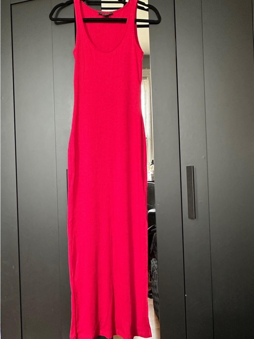 French Connection Ribbed Maxi Tank Dress in Bright Pink